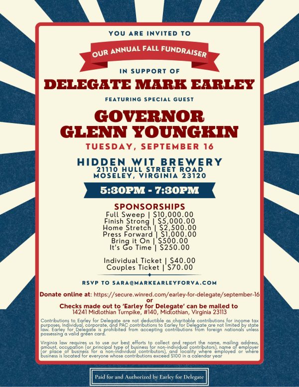 Mark Earley Fundraiser Flyer