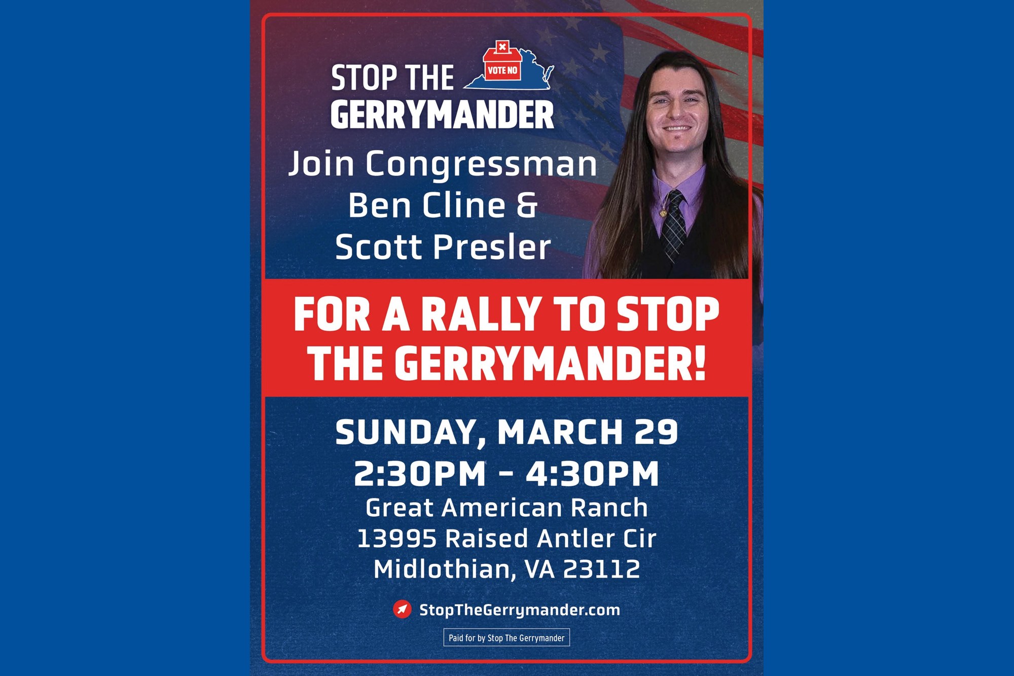 Stop the Gerrymander Rally with Scott Pressler Banner